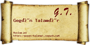 Gegán Talamér névjegykártya